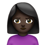 Apple design of the woman pouting: dark skin tone emoji verson:ios 16.4