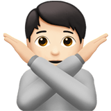 Apple design of the person gesturing NO: light skin tone emoji verson:ios 16.4