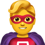 Apple design of the man superhero emoji verson:ios 16.4