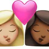 Apple design of the kiss: woman woman medium-light skin tone medium-dark skin tone emoji verson:ios 16.4