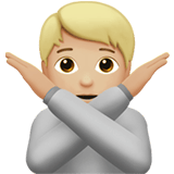 Apple design of the person gesturing NO: medium-light skin tone emoji verson:ios 16.4