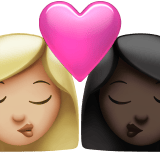 Apple design of the kiss: woman woman medium-light skin tone dark skin tone emoji verson:ios 16.4