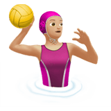 Apple design of the woman playing water polo: medium-light skin tone emoji verson:ios 16.4