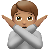Apple design of the person gesturing NO: medium skin tone emoji verson:ios 16.4
