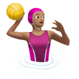 Apple design of the woman playing water polo: medium skin tone emoji verson:ios 16.4