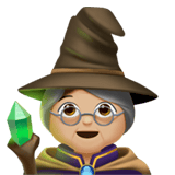 Apple design of the woman mage: medium-light skin tone emoji verson:ios 16.4