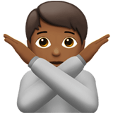 Apple design of the person gesturing NO: medium-dark skin tone emoji verson:ios 16.4