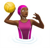Apple design of the woman playing water polo: medium-dark skin tone emoji verson:ios 16.4