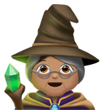 Apple design of the woman mage: medium skin tone emoji verson:ios 16.4
