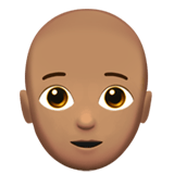 Apple design of the person: medium skin tone bald emoji verson:ios 16.4
