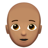 Apple design of the person: medium skin tone bald emoji verson:ios 16.4