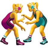 Apple design of the women wrestling emoji verson:ios 16.4