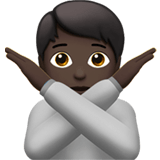 Apple design of the person gesturing NO: dark skin tone emoji verson:ios 16.4