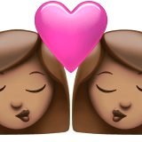 Apple design of the kiss: woman woman medium skin tone emoji verson:ios 16.4