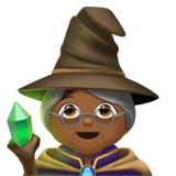 Apple design of the woman mage: medium-dark skin tone emoji verson:ios 16.4