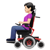 Apple design of the woman in motorized wheelchair: light skin tone emoji verson:ios 16.4