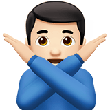 Apple design of the man gesturing NO: light skin tone emoji verson:ios 16.4