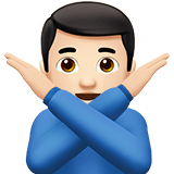 Apple design of the man gesturing NO: light skin tone emoji verson:ios 16.4
