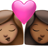 Apple design of the kiss: woman woman medium skin tone medium-dark skin tone emoji verson:ios 16.4