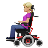 Apple design of the woman in motorized wheelchair: medium-light skin tone emoji verson:ios 16.4