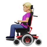 Apple design of the woman in motorized wheelchair: medium-light skin tone emoji verson:ios 16.4