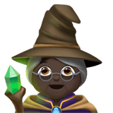Apple design of the woman mage: dark skin tone emoji verson:ios 16.4