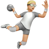 Apple design of the person playing handball: medium-light skin tone emoji verson:ios 16.4