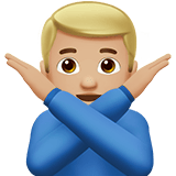 Apple design of the man gesturing NO: medium-light skin tone emoji verson:ios 16.4