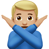 Apple design of the man gesturing NO: medium-light skin tone emoji verson:ios 16.4