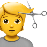 Apple design of the person getting haircut emoji verson:ios 16.4