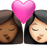 Apple design of the kiss: woman woman medium-dark skin tone light skin tone emoji verson:ios 16.4