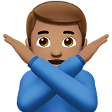 Apple design of the man gesturing NO: medium skin tone emoji verson:ios 16.4
