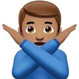 Apple design of the man gesturing NO: medium skin tone emoji verson:ios 16.4