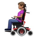 Apple design of the woman in motorized wheelchair: medium skin tone emoji verson:ios 16.4