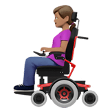 Apple design of the woman in motorized wheelchair: medium skin tone emoji verson:ios 16.4