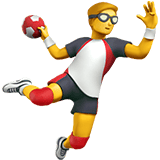 Apple design of the man playing handball emoji verson:ios 16.4