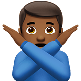 Apple design of the man gesturing NO: medium-dark skin tone emoji verson:ios 16.4