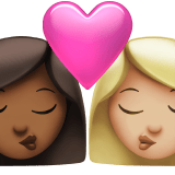 Apple design of the kiss: woman woman medium-dark skin tone medium-light skin tone emoji verson:ios 16.4
