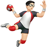 Apple design of the man playing handball: light skin tone emoji verson:ios 16.4