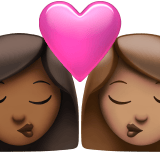 Apple design of the kiss: woman woman medium-dark skin tone medium skin tone emoji verson:ios 16.4