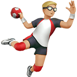 Apple design of the man playing handball: medium-light skin tone emoji verson:ios 16.4