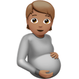 Apple design of the pregnant person: medium skin tone emoji verson:ios 16.4