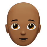 Apple design of the person: medium-dark skin tone bald emoji verson:ios 16.4