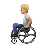 Apple design of the person in manual wheelchair: medium-light skin tone emoji verson:ios 16.4