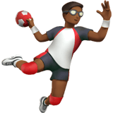 Apple design of the man playing handball: medium-dark skin tone emoji verson:ios 16.4