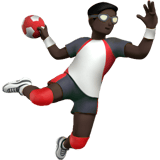 Apple design of the man playing handball: dark skin tone emoji verson:ios 16.4
