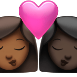 Apple design of the kiss: woman woman medium-dark skin tone dark skin tone emoji verson:ios 16.4