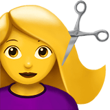 Apple design of the woman getting haircut emoji verson:ios 16.4