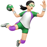 Apple design of the woman playing handball: light skin tone emoji verson:ios 16.4