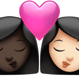 Apple design of the kiss: woman woman dark skin tone light skin tone emoji verson:ios 16.4
